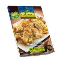 POLLO AL AJILLO CON PATATAS RELLENAS